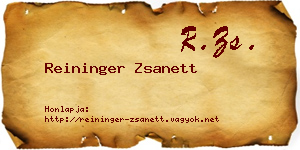 Reininger Zsanett névjegykártya